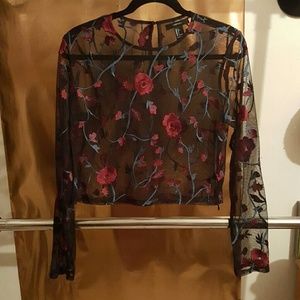 Black see through long sleeve top